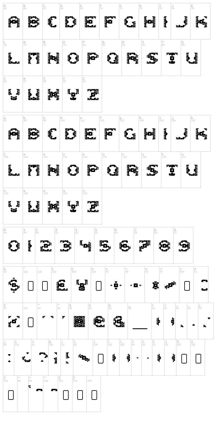 Dazzle Ships font map